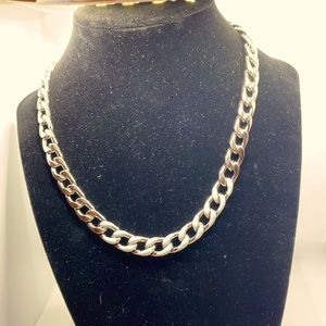 Necklace silver and baby blue toggle clasp